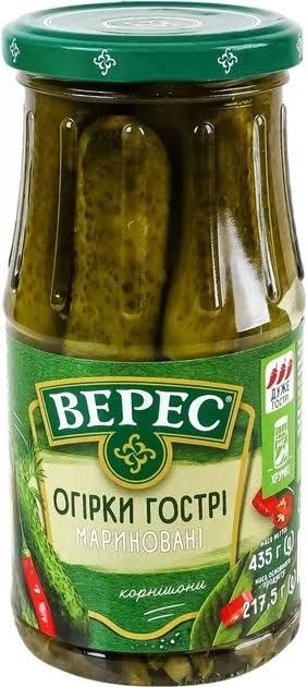 Огірки гострі мариновані Верес с/б 435г